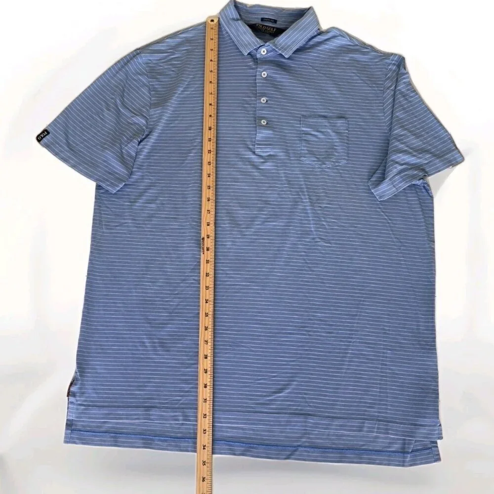Polo Golf Ralph Lauren Stretch Lisle Polo Shirt Men Size XL Blue Pink Stripes SS